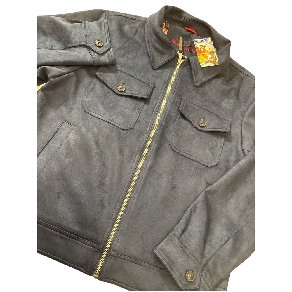 Robert Graham Men's Size LARGE Vegan Suede Trucker Jacket Navy